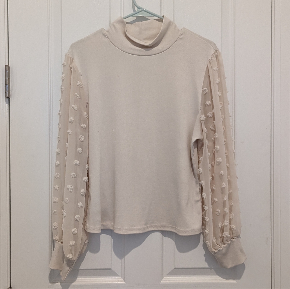 Womens Cream Turtleneck